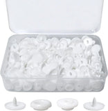 100 Sets T5 Round Resin Plastic Snap Fasteners, No Sew Press Stud Buttons for Baby Clothes, Nappies, Sewing and DIY Crafts, White
