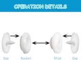 100 Sets T5 Round Resin Plastic Snap Fasteners, No Sew Press Stud Buttons for Baby Clothes, Nappies, Sewing and DIY Crafts, White