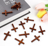 50 Pack Small Wooden Cross Pendants, Unfinished Wood Charms for Easter Crafts, Baptism Favours, Rosary Jewellery and DIY Decor, 3 x 4.1 cm