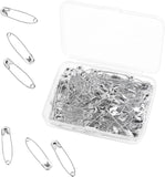 100 Pack Assorted Galvanised Steel Safety Pins, Bulk Sewing Pins for Clothes Repairs, Quilting, Crafts and Everyday Fastening, Silver, 38 mm