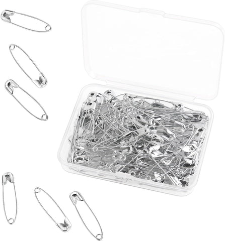 100 Pack Assorted Galvanised Steel Safety Pins, Bulk Sewing Pins for Clothes Repairs, Quilting, Crafts and Everyday Fastening, Silver, 38 mm