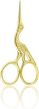 Stork Embroidery Scissors, Sharp Point Steel Sewing Scissors for Needlework, Thread Cutting, Crafts and Repairs, Gold, 9.1 cm