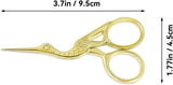 Stork Embroidery Scissors, Sharp Point Steel Sewing Scissors for Needlework, Thread Cutting, Crafts and Repairs, Gold, 9.1 cm
