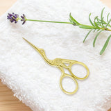 Stork Embroidery Scissors, Sharp Point Steel Sewing Scissors for Needlework, Thread Cutting, Crafts and Repairs, Gold, 9.1 cm