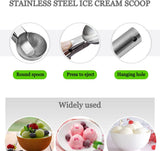 2 Pack Stainless Steel Trigger Ice Cream Scoops, Heavy Duty Portion Spoons for Gelato, Sorbet, Fruit and Desserts, Silver, 19.1 x 5.3 cm