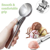 2 Pack Stainless Steel Trigger Ice Cream Scoops, Heavy Duty Portion Spoons for Gelato, Sorbet, Fruit and Desserts, Silver, 19.1 x 5.3 cm