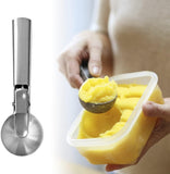 2 Pack Stainless Steel Trigger Ice Cream Scoops, Heavy Duty Portion Spoons for Gelato, Sorbet, Fruit and Desserts, Silver, 19.1 x 5.3 cm