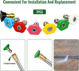 7 Pieces Pressure Washer Spray Nozzle Tips, 6.4 mm Quick Connect Colour Coded Nozzles for Power Washers up to 4000 PSI