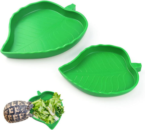 2 Pack Leaf Shaped Reptile Food and Water Bowls, Shallow Feeding Dishes for Tortoises, Lizards, Small Snakes and Bearded Dragons In Australia - Darrahopens