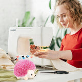 Hedgehog Pin Cushion Sewing Kit with 100 Colourful Butterfly Pins, Dressmaker Pincushion for Sewing, Quilting and Craft Projects, Pink