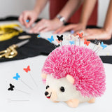 Hedgehog Pin Cushion Sewing Kit with 100 Colourful Butterfly Pins, Dressmaker Pincushion for Sewing, Quilting and Craft Projects, Pink