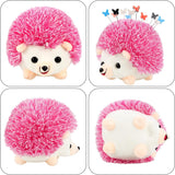 Hedgehog Pin Cushion Sewing Kit with 100 Colourful Butterfly Pins, Dressmaker Pincushion for Sewing, Quilting and Craft Projects, Pink