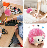 Hedgehog Pin Cushion Sewing Kit with 100 Colourful Butterfly Pins, Dressmaker Pincushion for Sewing, Quilting and Craft Projects, Pink