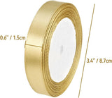 1 Roll Double Sided Satin Ribbon, Smooth Fabric Ribbon for Gift Wrapping, Bows, Florists, Wedding Decor and Crafts, Gold, 1.5 cm x 21.9 m