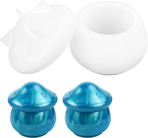 Mushroom Jar Silicone Resin Mould with Lid, Epoxy Casting Mould for DIY Trinket Boxes, Jewellery Storage, Candy Containers and Crafts