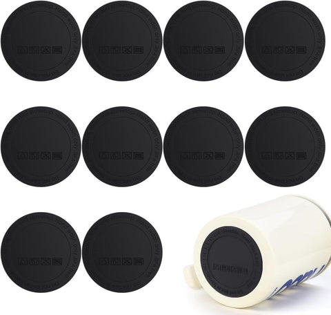 10 Pieces Adhesive Rubber Tumbler Bumpers, Non Slip Bottom Pads for Skinny Tumblers, Wine Cups and Mason Jars, Black, 56 mm