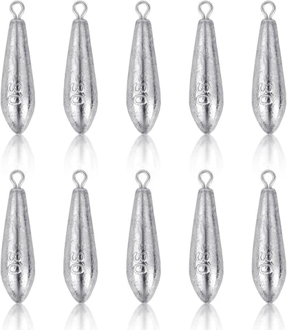 10 Pack Drop Shot Fishing Weights, Lead Bottom Sinkers for Bass Fishing Rigs, Soft Plastics, Freshwater Lures and Tackle Boxes