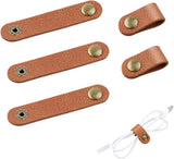 5 Pack PU Leather Cable Organisers, Reusable Cord Keepers for Earphones, Charging Cables, Headsets and Travel Accessories, Brown In Australia - Darrahopens
