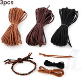 3 Colour Suede Leather Cord Set, Soft Leather Lacing for Jewellery Making, Bracelets, Necklaces, Beading and DIY Crafts, 3 mm x 10 m