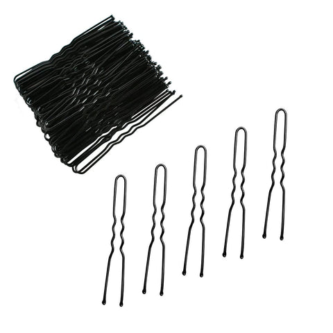 100 Pack U Shaped Crinkle Hair Pins with Storage Box, Heavy Duty Hair Grips for Buns, Updos, Ballet and Everyday Styling, Black, 6.1 cm In Australia - Darrahopens