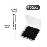 100 Pack U Shaped Crinkle Hair Pins with Storage Box, Heavy Duty Hair Grips for Buns, Updos, Ballet and Everyday Styling, Black, 6.1 cm In Australia - Darrahopens