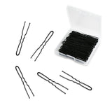 100 Pack U Shaped Crinkle Hair Pins with Storage Box, Heavy Duty Hair Grips for Buns, Updos, Ballet and Everyday Styling, Black, 6.1 cm