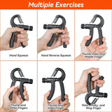 2 Pack Adjustable Hand Grip Strengtheners, Forearm Exercisers with 5 to 60 kg Resistance for Hand Training, Fitness and Rehabilitation