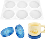 6 Cavity Round Silicone Resin Coaster Mould, Deep Epoxy Casting Mould for Drink Mats, Cups, Home Decor and DIY Craft Projects, 10.2 cm