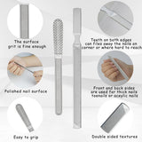4 Piece Stainless Steel Nail Care Kit, Reusable Nail Files and Nail Lifters with Non Slip Handles for Callus and Dead Skin Removal