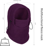 Fleece Lined Winter Balaclava Ski Mask, Adjustable Face Cover for Snowboarding, Skiing, Cycling and Cold Weather Wear, Deep Purple