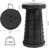 Telescopic Folding Stool, Portable Lightweight Camping Seat for Fishing, Hiking, Picnics, Parks, Queues and Outdoor Activities, Black