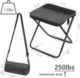 Portable Crossbody Bag Folding Stool, Lightweight Outdoor Seat and Carry Bag for Camping, Hiking, Fishing, Sports Events and Travel, Black