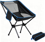 Portable Folding Camping Chair with Carry Bag, Breathable Mesh Outdoor Seat for Hiking, Beach Trips, Picnics, Parks and Home Use, Black In Australia - Darrahopens
