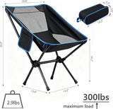 Portable Folding Camping Chair with Carry Bag, Breathable Mesh Outdoor Seat for Hiking, Beach Trips, Picnics, Parks and Home Use, Black