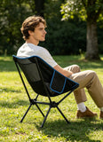 Portable Folding Camping Chair with Carry Bag, Breathable Mesh Outdoor Seat for Hiking, Beach Trips, Picnics, Parks and Home Use, Black