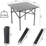 Foldable Aluminium Camping Side Table with Carry Bag, Lightweight Table for Cooking, Hiking, Picnics and BBQs, Black, 53.6 x 51.1 x 50 cm