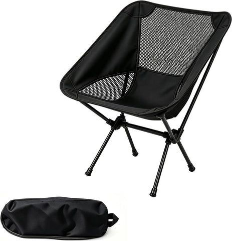 Portable Folding Moon Chair with Carry Bag, Lightweight Aluminium Outdoor Seat for Camping, Hiking, Beach, Fishing and Picnics, Black In Australia - Darrahopens