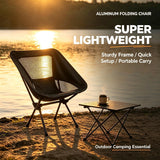 Portable Folding Moon Chair with Carry Bag, Lightweight Aluminium Outdoor Seat for Camping, Hiking, Beach, Fishing and Picnics, Black In Australia - Darrahopens