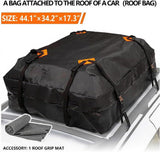 Soft Roof Top Cargo Bag with Anti Slip Mat, Waterproof Car Roof Storage Carrier for Bare Roofs and Roof Racks, Black, 112 x 87 x 44 cm