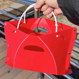 Portable Folding Plastic Camping Stool, Ultra Thin Outdoor Seat and Shopping Basket for Hiking, Fishing, Picnics, Travel and Beach Use, Red