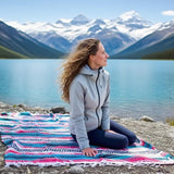 Handwoven Mexican Blanket, Lightweight Throw for Yoga, Beach, Camping, Picnics, Home Decor and Outdoor Events, Burgundy