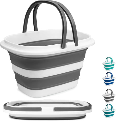 16 L Collapsible Mop Bucket, Foldable Plastic Cleaning Tub with Handle for Laundry, Car Washing, Camping, Fishing and Home Storage