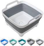 9 L Collapsible Dishpan with Drain Plug and Carry Handles, Foldable Wash Basin for Dishes, Cleaning, Camping and Portable Sinks, Grey In Australia - Darrahopens
