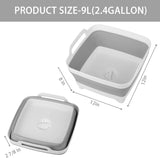 9 L Collapsible Dishpan with Drain Plug and Carry Handles, Foldable Wash Basin for Dishes, Cleaning, Camping and Portable Sinks, Grey In Australia - Darrahopens