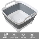 9 L Collapsible Dishpan with Drain Plug and Carry Handles, Foldable Wash Basin for Dishes, Cleaning, Camping and Portable Sinks, Grey In Australia - Darrahopens