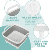 9 L Collapsible Dishpan with Drain Plug and Carry Handles, Foldable Wash Basin for Dishes, Cleaning, Camping and Portable Sinks, Grey In Australia - Darrahopens
