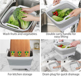 9 L Collapsible Dishpan with Drain Plug and Carry Handles, Foldable Wash Basin for Dishes, Cleaning, Camping and Portable Sinks, Grey In Australia - Darrahopens