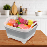 9 L Collapsible Dishpan with Drain Plug and Carry Handles, Foldable Wash Basin for Dishes, Cleaning, Camping and Portable Sinks, Grey In Australia - Darrahopens