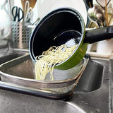 Over Sink Expandable Stainless Steel Colander, Fine Mesh Strainer Basket with Rubber Grip Handles for Rinsing Pasta, Fruit and Vegetables
