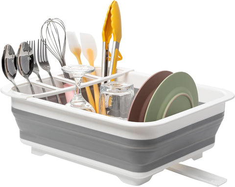 Collapsible Dish Drying Rack, Pop Up Dinnerware Drainer and Plate Organiser for Kitchen, RV, Caravan, Camping and Travel, Grey In Australia - Darrahopens